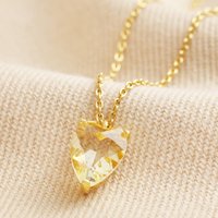 Lisa Angel Women's Yellow Crystal Heart Gold Pendant Necklace