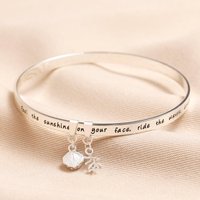 Lisa Angel Women's Beach Lover Meaningful Word Silver Bangle