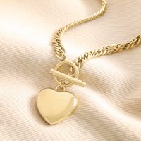Lisa Angel Women's Chunky Chain T-Bar & Heart Gold Pendant Necklace