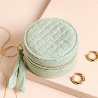 Lisa Angel Women's Quilted Mini Round Travel Jewellery Case in Mint