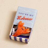 Lisa Angel Women's Tiny Matchbox Ceramic Lobster Token in Light Red