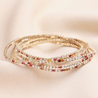 Lisa Angel Women's Set of 5 Autumnal Beaded Tennis Bracelet in Gold