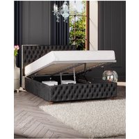 Laurence Llewelyn-Bowen Seren Ottoman Storage Bed in Mirazzi Velvet Fabric, Custom Made in Black | Size: King