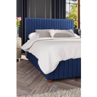 Laurence Llewelyn-Bowen Estella Ottoman Storage Bed in Plush Velvet Fabric, Custom Made in Navy | Size: Small Double