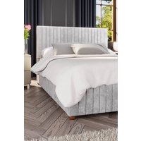 Laurence Llewelyn-Bowen Estella Ottoman Storage Bed in Mirazzi Velvet Fabric, Custom Made in Silver | Size: Super King