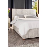 Laurence Llewelyn-Bowen Estella Ottoman Storage Bed in Mirazzi Velvet Fabric, Custom Made in Ivory | Size: King