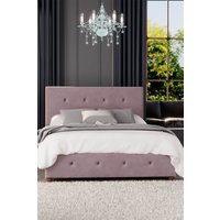 Laurence Llewelyn-Bowen Hesper Ottoman Storage Bed in Plush Velvet Fabric, Custom Made in Rose | Size: King
