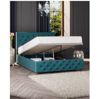 Laurence Llewelyn-Bowen Luna Ottoman Storage Bed in Plush Velvet Fabric, Custom Made in Emerald | Size: Double