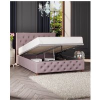 Laurence Llewelyn-Bowen Luna Ottoman Storage Bed in Plush Velvet Fabric, Custom Made in Rose | Size: Double