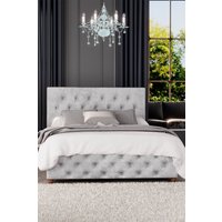 Laurence Llewelyn-Bowen Luna Ottoman Storage Bed in Mirazzi Velvet Fabric, Custom Made in Silver | Size: Small Double