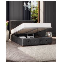 Laurence Llewelyn-Bowen Hesper Ottoman Storage Bed in Mirazzi Velvet Fabric, Custom Made in Black | Size: Small Double