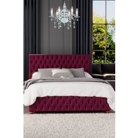 Laurence Llewelyn-Bowen Seren Ottoman Storage Bed in Plush Velvet Fabric, Custom Made in Wine | Size: Single