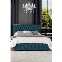 Laurence Llewelyn-Bowen Seren Ottoman Storage Bed in Plush Velvet Fabric, Custom Made in Emerald | Size: Double