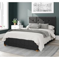 Aspire Presley Upholstered Ottoman Storage Bed, Malham Weave Fabric in Black | Size: King