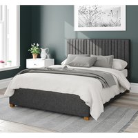 Aspire Grant Upholstered Ottoman Storage Bed, Saxon Twill Fabric in Charcoal | Size: Double