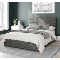Aspire Kelly Upholstered Ottoman Storage Bed, Kimiyo Linen Fabric in Grey | Size: Double