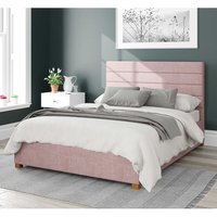 Aspire Kelly Upholstered Ottoman Storage Bed, Pure Pastel Cotton Fabric in Rose | Size: Single