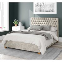 Aspire Nightingale Upholstered Ottoman Storage Bed, Mirazzi Velvet Fabric in Ivory | Size: Small Double