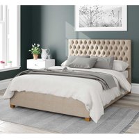 Aspire Nightingale Upholstered Ottoman Storage Bed, Malham Weave Fabric in Cream | Size: Super King