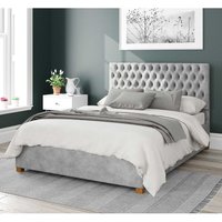 Aspire Nightingale Upholstered Ottoman Storage Bed, Kimiyo Linen Fabric in Silver | Size: King
