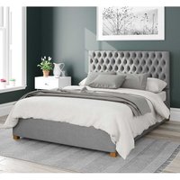 Aspire Nightingale Upholstered Ottoman Storage Bed, Eire Linen Fabric in Grey | Size: Single