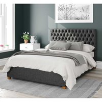 Aspire Nightingale Upholstered Ottoman Storage Bed, Saxon Twill Fabric in Charcoal | Size: Single