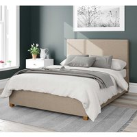 Aspire Garland Upholstered Ottoman Storage Bed, Eire Linen Fabric in Natural | Size: King