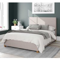 Aspire Garland Upholstered Ottoman Storage Bed, Eire Linen Fabric in Off-White | Size: Double