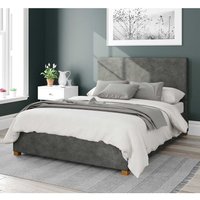 Aspire Garland Upholstered Ottoman Storage Bed, Kimiyo Linen Fabric in Grey | Size: Super King