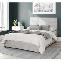 Aspire Garland Upholstered Ottoman Storage Bed, Pure Pastel Cotton Fabric in Grey | Size: Double