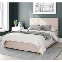Aspire Garland Upholstered Ottoman Storage Bed, Saxon Twill Fabric in Natural | Size: Single