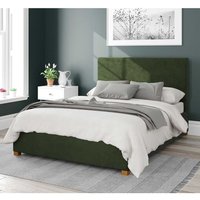 Aspire Garland Upholstered Ottoman Storage Bed, Plush Velvet Fabric in Dark Olive | Size: Double