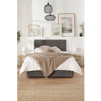 Aspire Grant Divan, Linen Fabric, Strutted Headboard, No Drawers in Brown | Size: Small Single