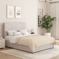 Aspire Taylor Ottoman Storage Bed Frame in Plush Velvet Fabric in Silver | Size: Double