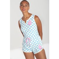 Hell Bunny Women's Alexis Blue white check shorts | Size: Large