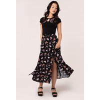 Kocho Grunge Styl Butterflies Printed Slit Knee Skirt