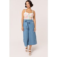 Hell Bunny Women's Suzon Pastel Rainbow Trim Collar Top | Size: 2XL