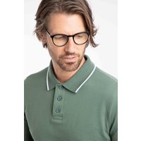 Theo Cotton Textured Jersey Long Sleeve Polo Dark