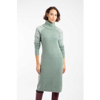 Weird Fish Women's Ezzie Fair Isle Roll Neck Knitted Dress in Bright Green | Size: 22