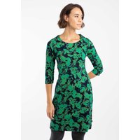 Weird Fish Women's Shafika Cotton Printed Jersey Dress in Blue | Size: 12
