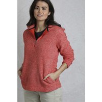 Weird Fish Women's Alisa 1/4 Zip Snow Marl Fleece Hoodie in Red | Size: 16