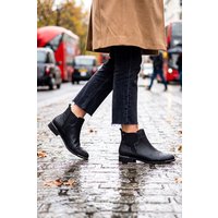 Down To Earth Women's Chelsea Ankle Boot - Classic Slip-On Faux Leather Boot with Low Heel in Black | Size: 7