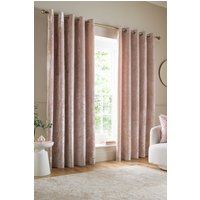 Catherine Lansfield 'Crushed Velvet' Lined Eyelet Curtains in Pink | Size: 229 cm width x 229 cm drop