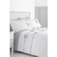 Catherine Lansfield Milo Bow Duvet Set in White | Size: Super King