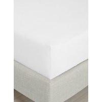 Bianca 200 Thread Count Cotton Percale 32cm Depth Sheet in White | Size: King Fitted