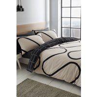 Catherine Lansfield 'Linear Curve Geometric' Duvet Set in Black | Size: Double
