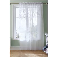Catherine Lansfield 'Wisteria Floral' Voile Curtain Panel in White | Size: 140 cm width x 183 cm drop