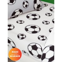 Catherine Lansfield 'Football Fleece' Fitted Sheet in White | Size: Double