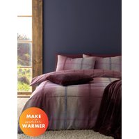Catherine Lansfield 'Brushed Cotton Melrose Tweed Check' Duvet Cover Set in Plum | Size: King