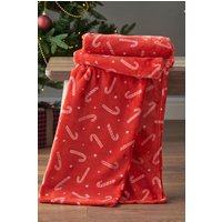 Catherine Lansfield 'Christmas Candy Cane' Blanket Throw in Red | Size: 130 cm x 170 cm